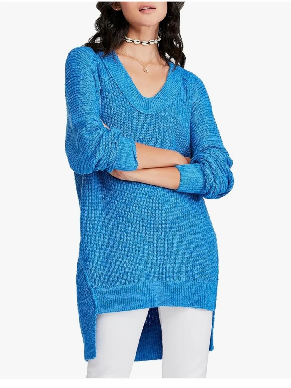 Free People Womens Sunday Scoop Oversized Hi-Low Tunic Sweater Size XS